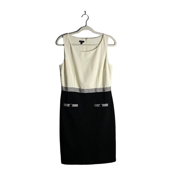 Talbots Women's Cream/Black Rayon Blend Sleeveless Midi Dress - Picture 1 of 7